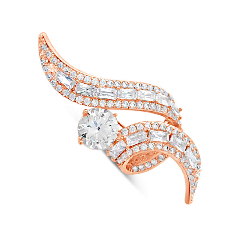 Atlantic Twist Diamante Rose Gold Brooch